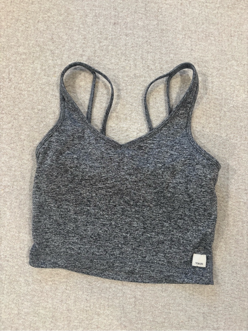 Vuori Heather Charcoal Double-Strap Cropped Camisole